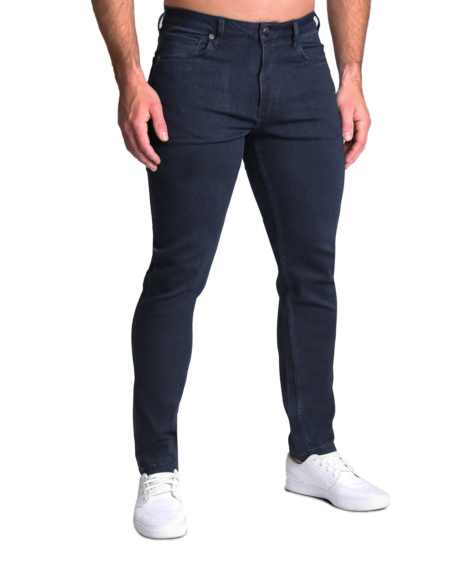 Athletic Fit Stretch Jeans Navy - Main Image