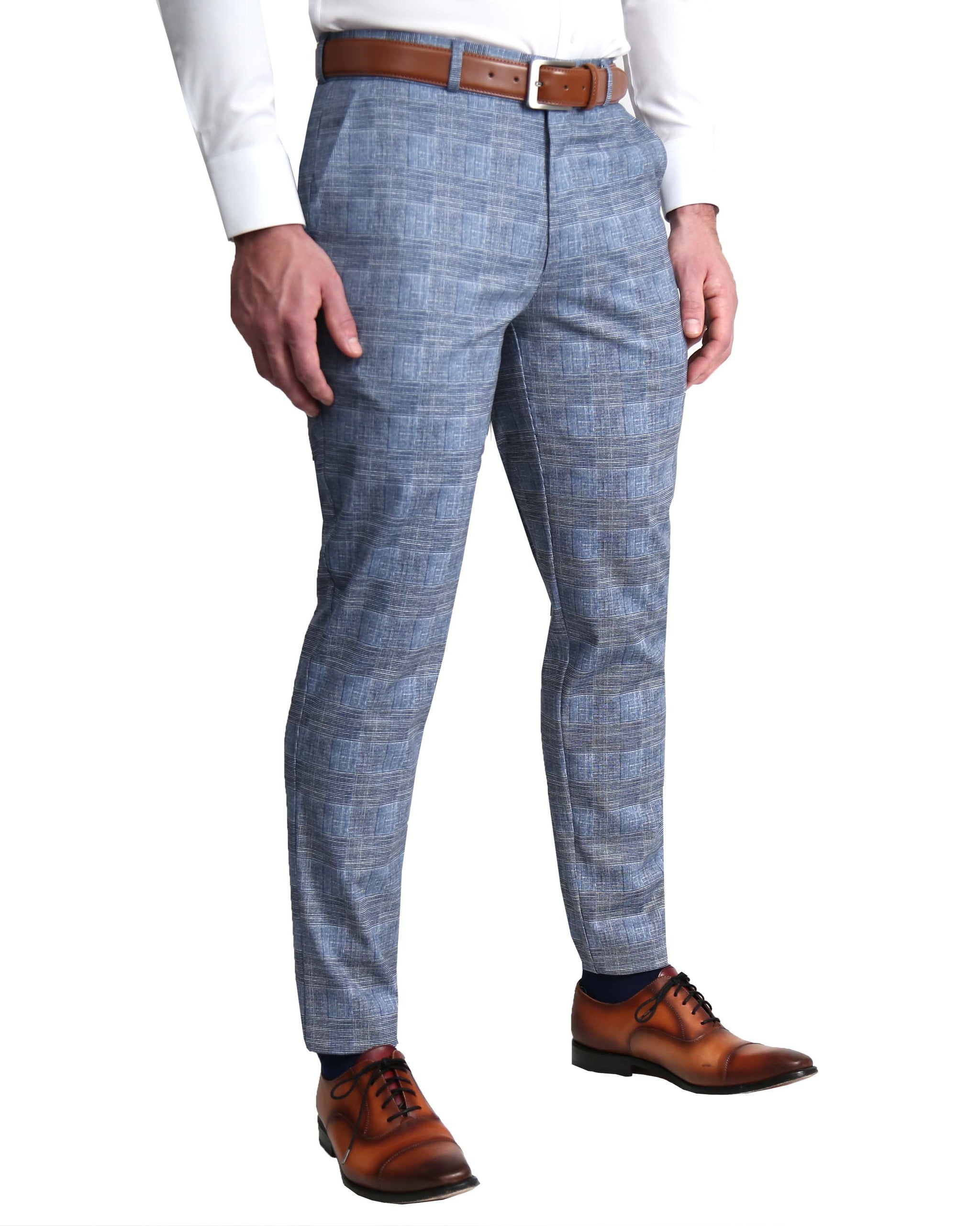 Prestige Blue and White Plaid Pants 105 main image 1