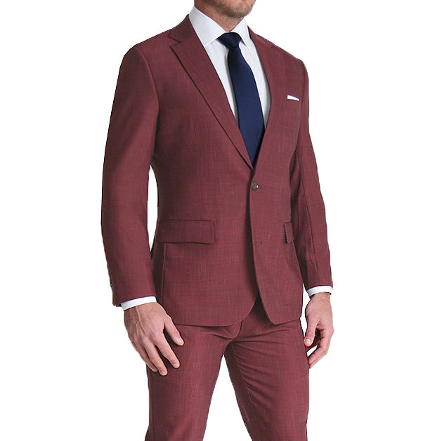 Athletic Fit Stretch Suit Heathered Maroon