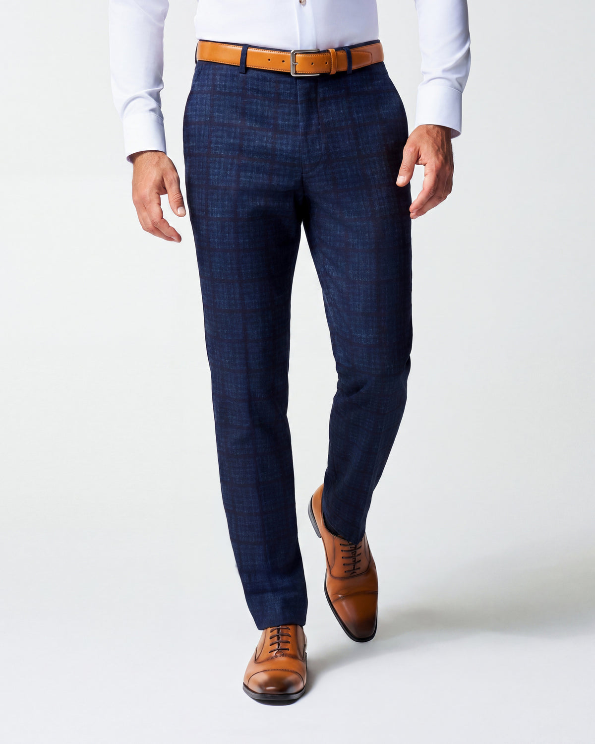 blue dress pants maroon shirt Athletic Fit Stretch Suit - Navy & Windowpane 29W Size:US 26W / UK 30 / EU 56