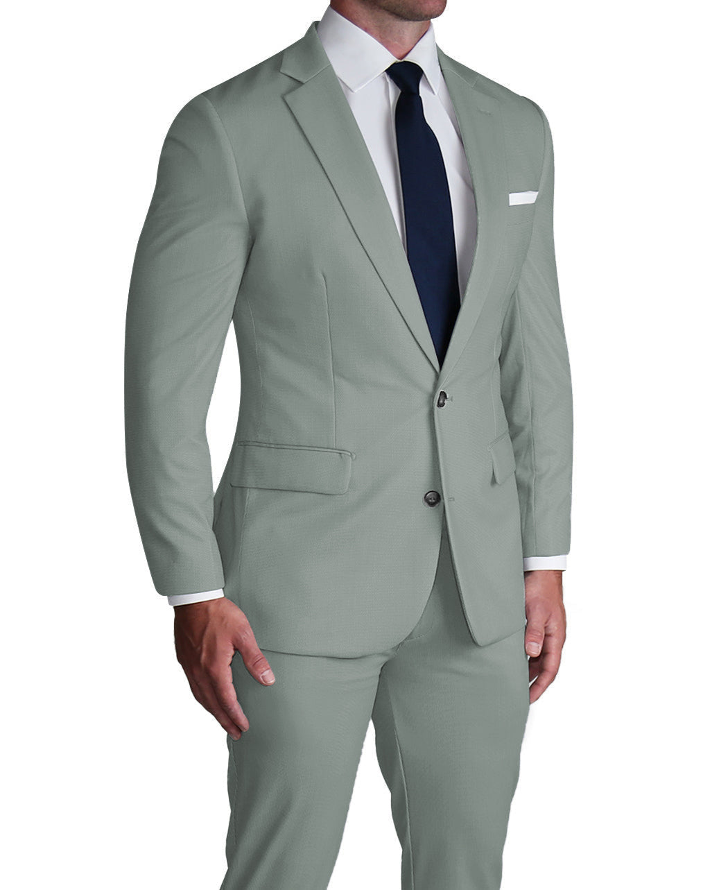 Athletic Fit Stretch Suit Solid Dusty Sage