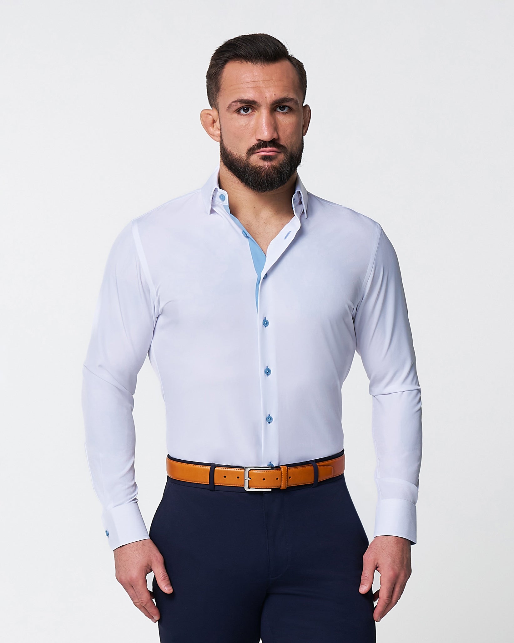 The Briggs Solid White with Light Blue Accents 2XL / Solid White with Light Blue Accents