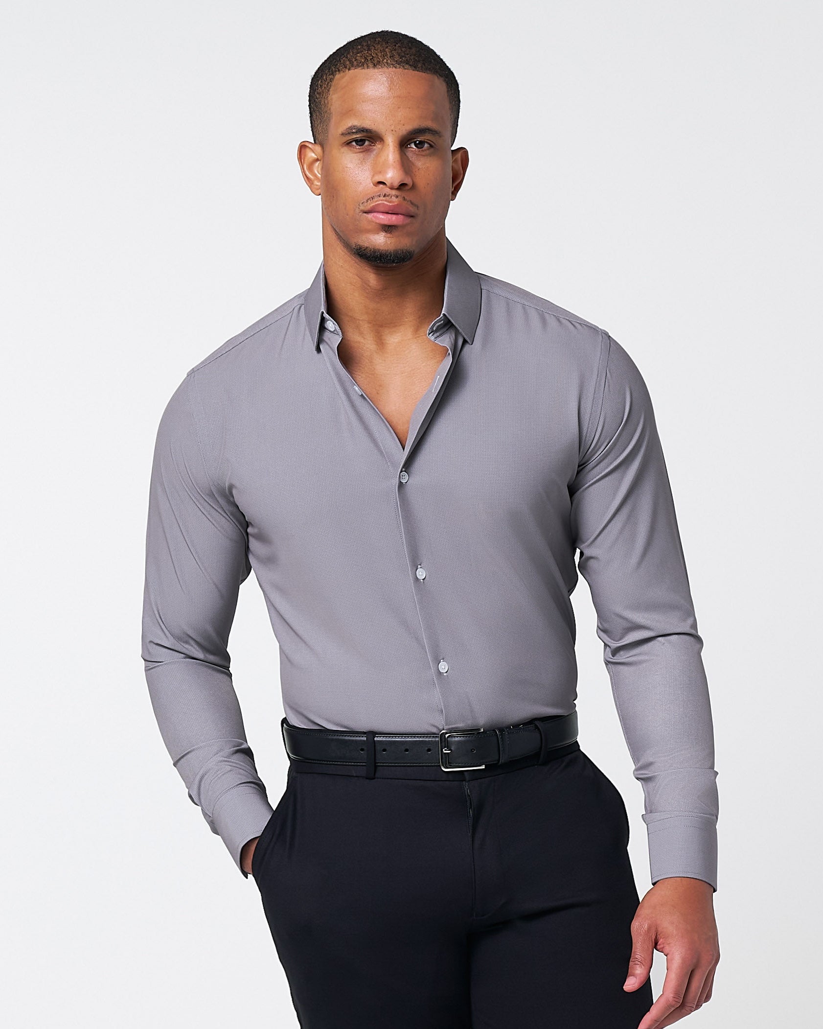 athletic fabric dress shirts Amazon.com: &COLLAR Men's Dress Shirts Long Sleeve, Slim Fit, Blue Button Down Shirt for Men, Wrinkle Free Stretch, Non-Iron : Clothing, Shoes & Jewelry