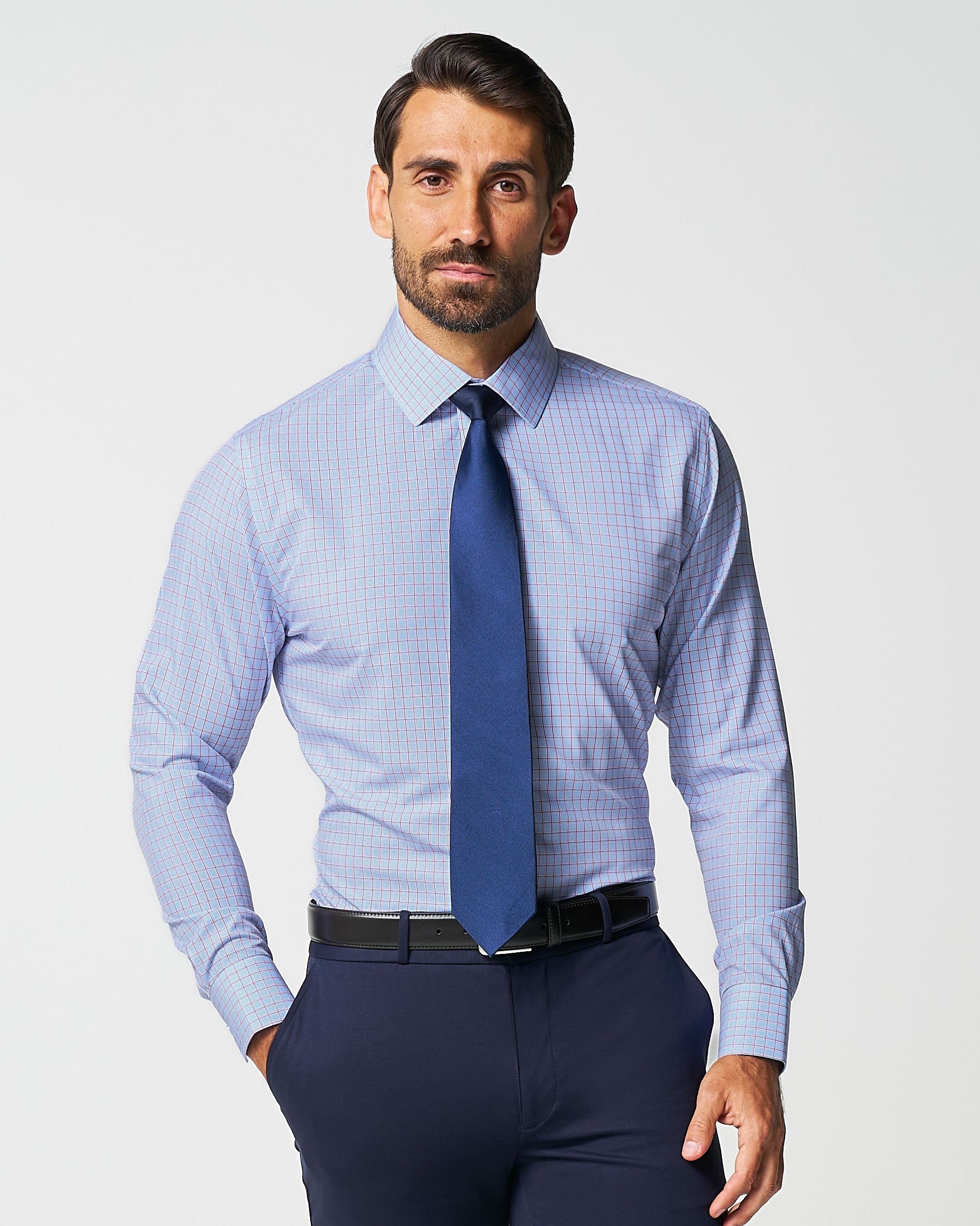 athletic fabric dress shirts Athletic Fit Dress Shirt in Mid Blue M