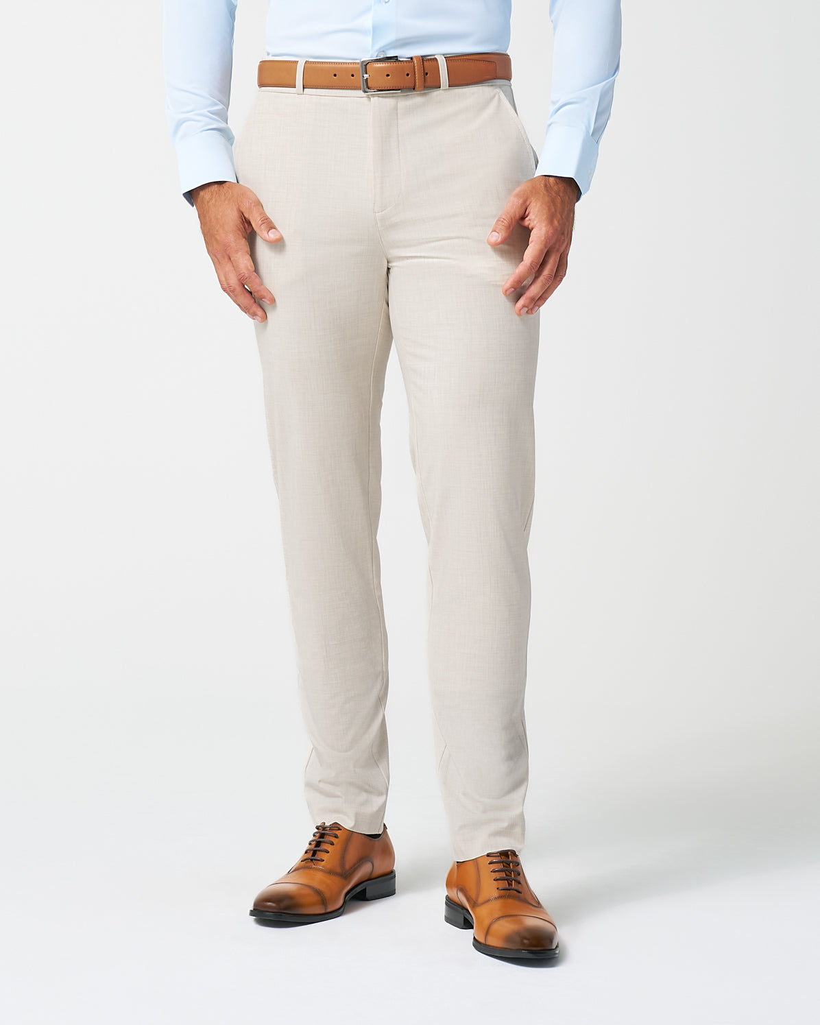 Athletic Fit Stretch Suit Pants - Lightweight Heathered Bamboo 34W