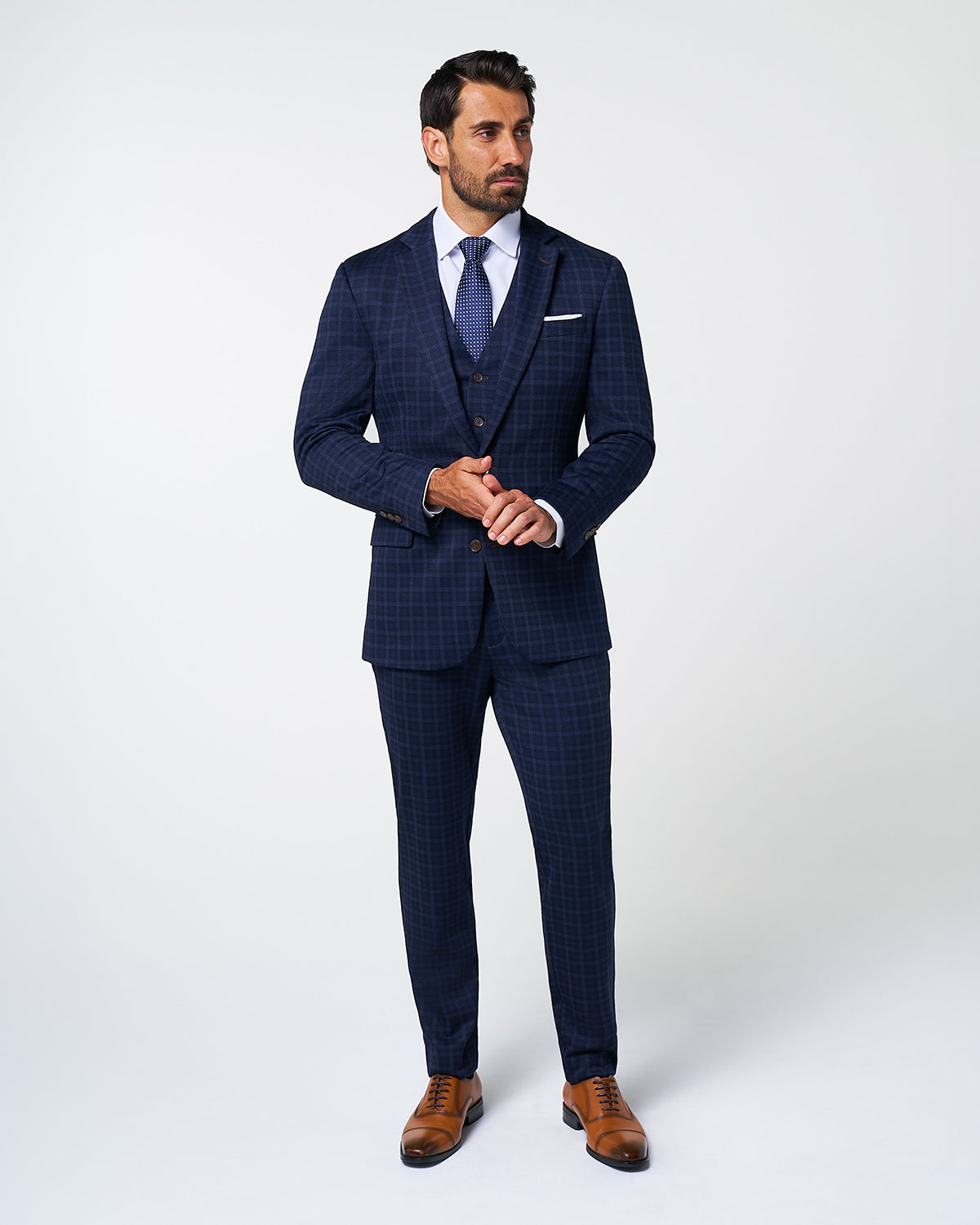 Athletic Fit Stretch Wool Suit - Blue Plaid Athletic Fit Stretch Wool Suit - Blue Plaid