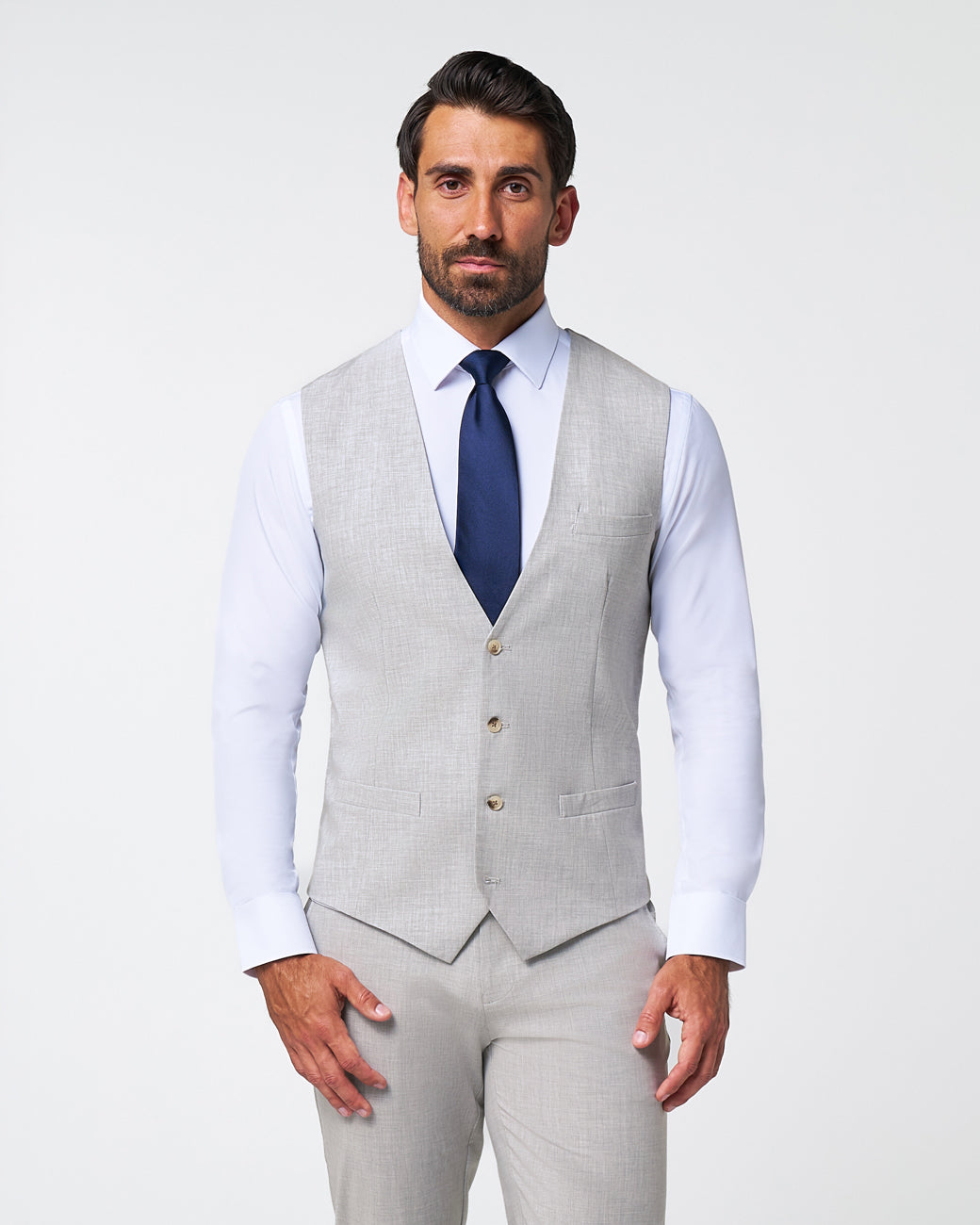 blue dress pants with grey vest Athletic Fit Stretch Suit Vest main image 0