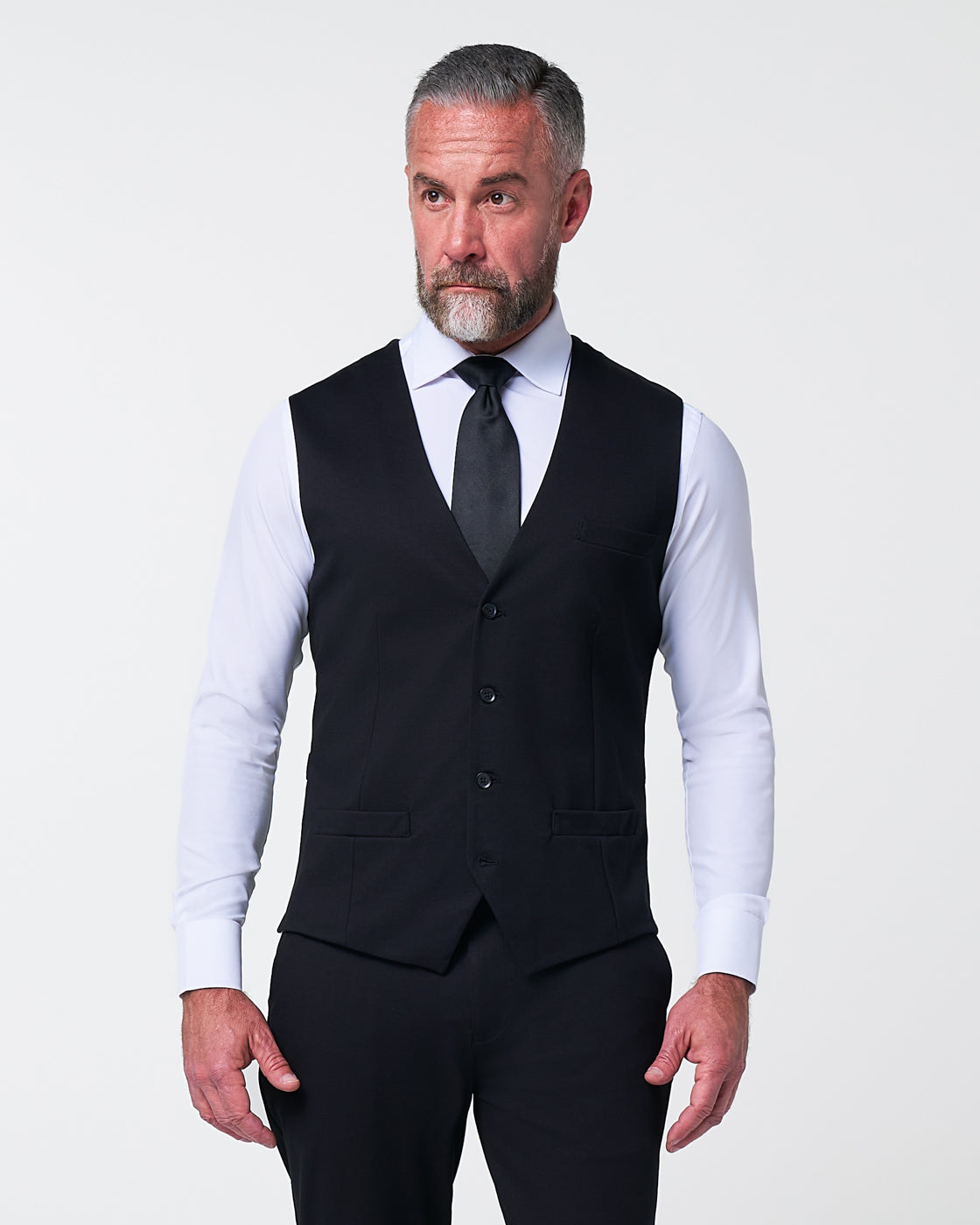 Athletic Fit Stretch Suit Vest - Black 40 / Solid Black Athletic Fit Stretch Suit Vest - Black 40 / Solid Black