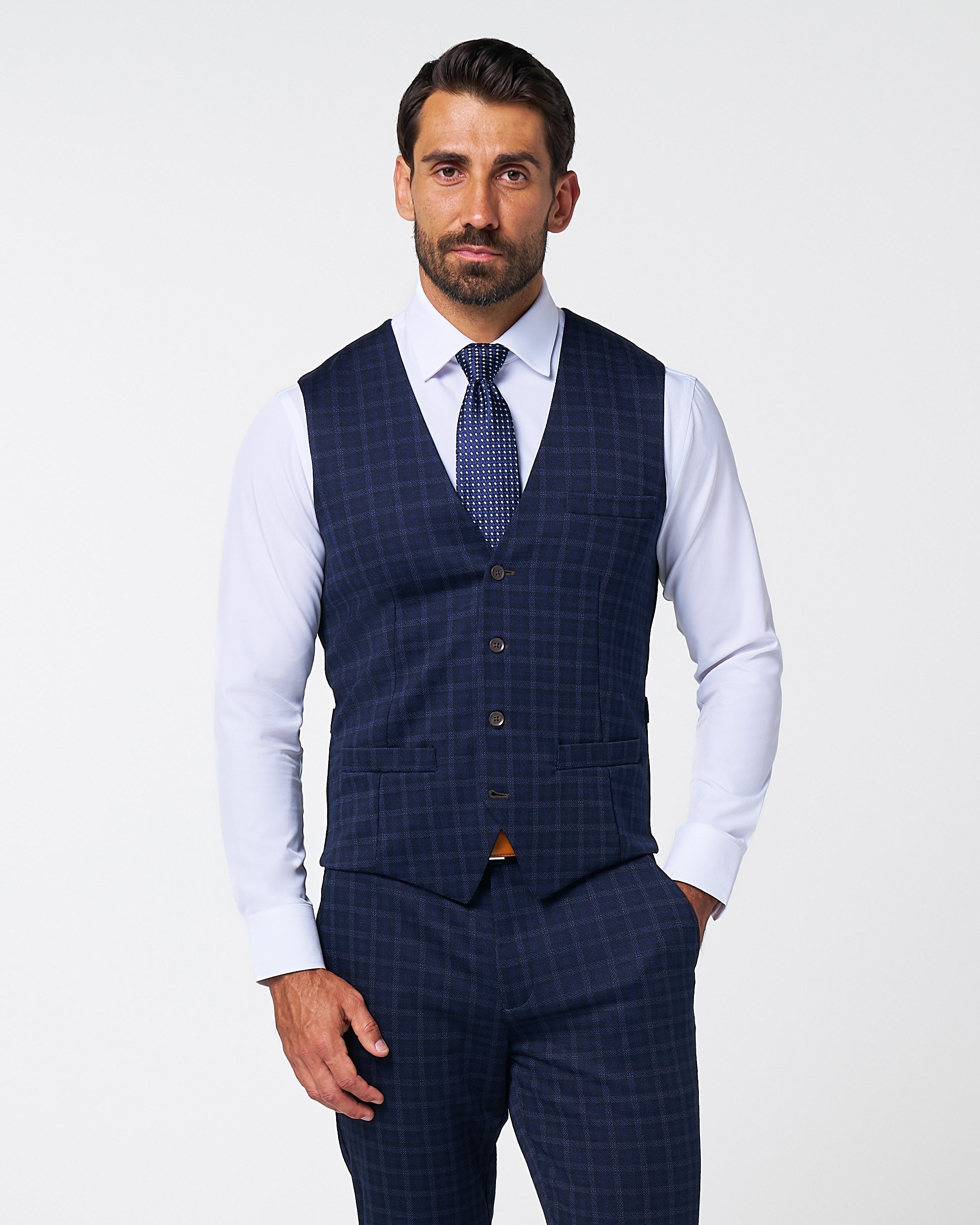 navy blue dress vest Athletic Fit Stretch Suit Size:Custom Size - Free! Women's Poplin Notch V-neck Spring_26 Merino Wool