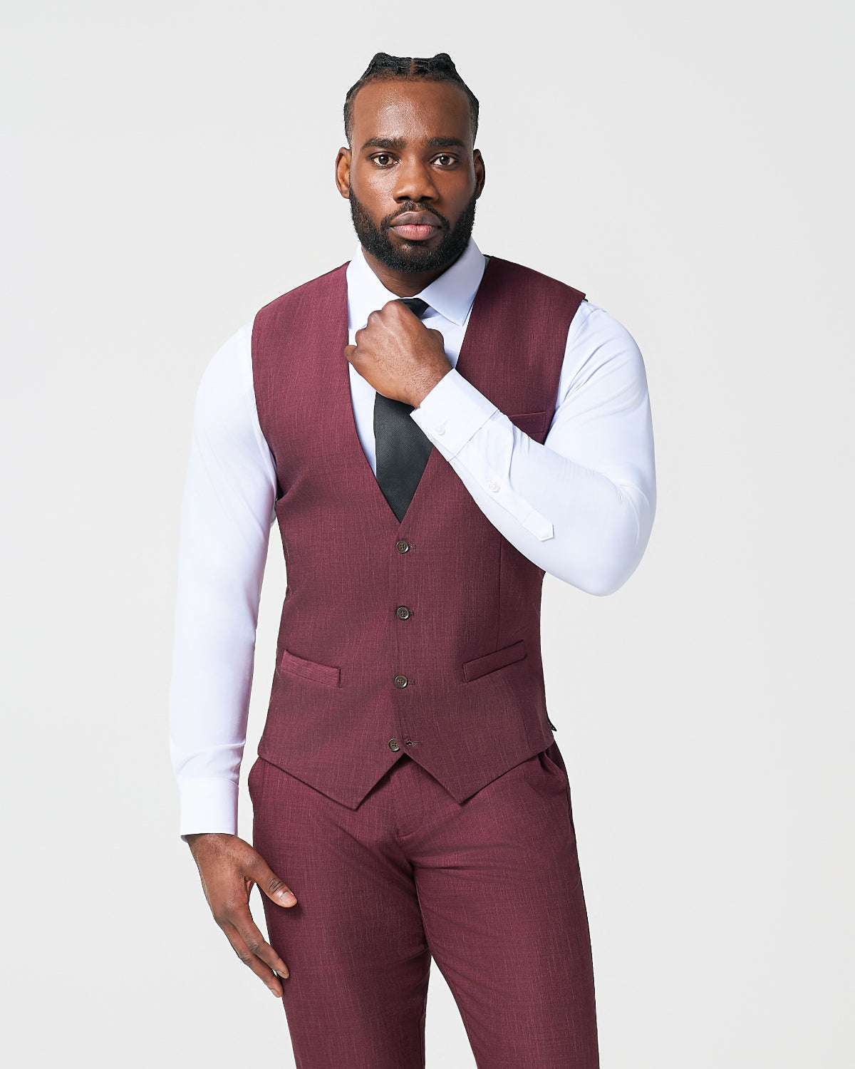 dress shirt with vest Athletic Fit Stretch Suit Vest