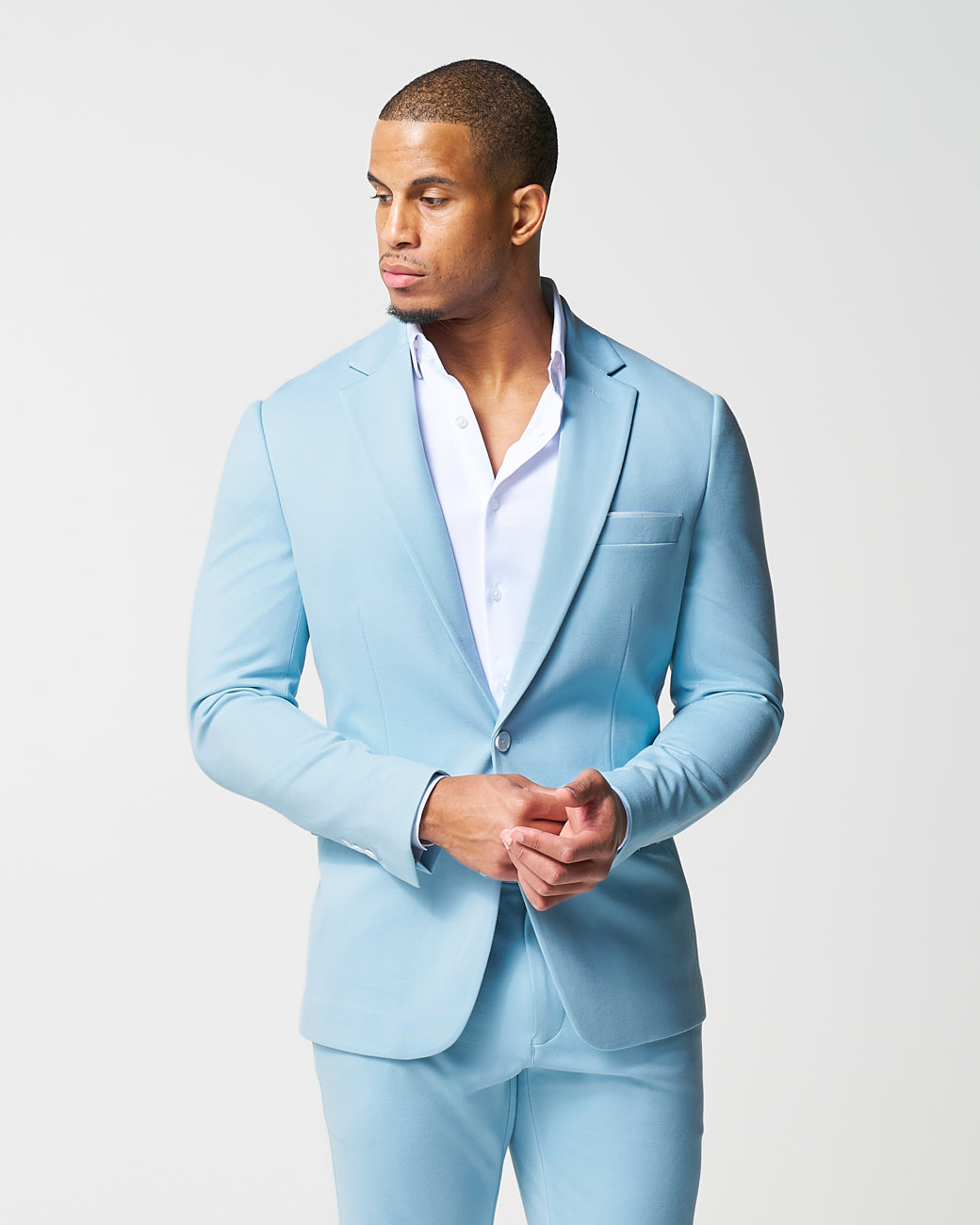 Athletic Fit Stretch Blazer - Solid Cool Blue Athletic Fit Stretch Blazer - Solid Cool Blue