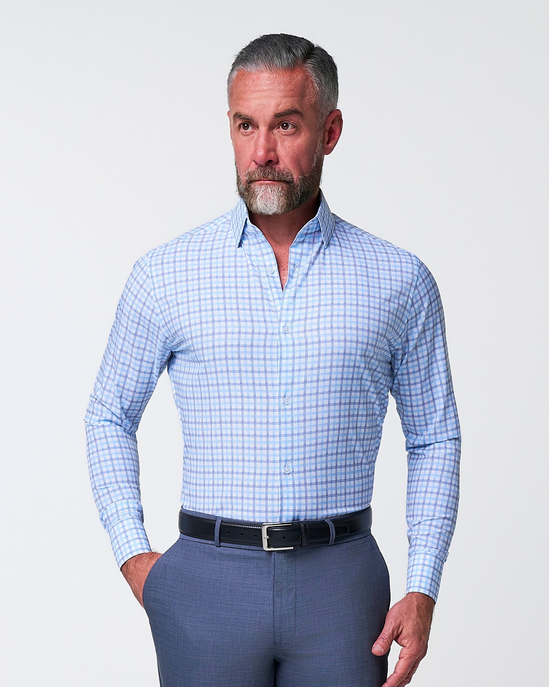 The Sidney Light Blue, White & Navy Faded Check 3XL / Light Blue White & Navy Faded Check