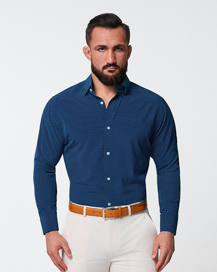 polka dot dress shirt Jared Lang Sport Mens Dresses Austere Short Sleeve Shirt Navy