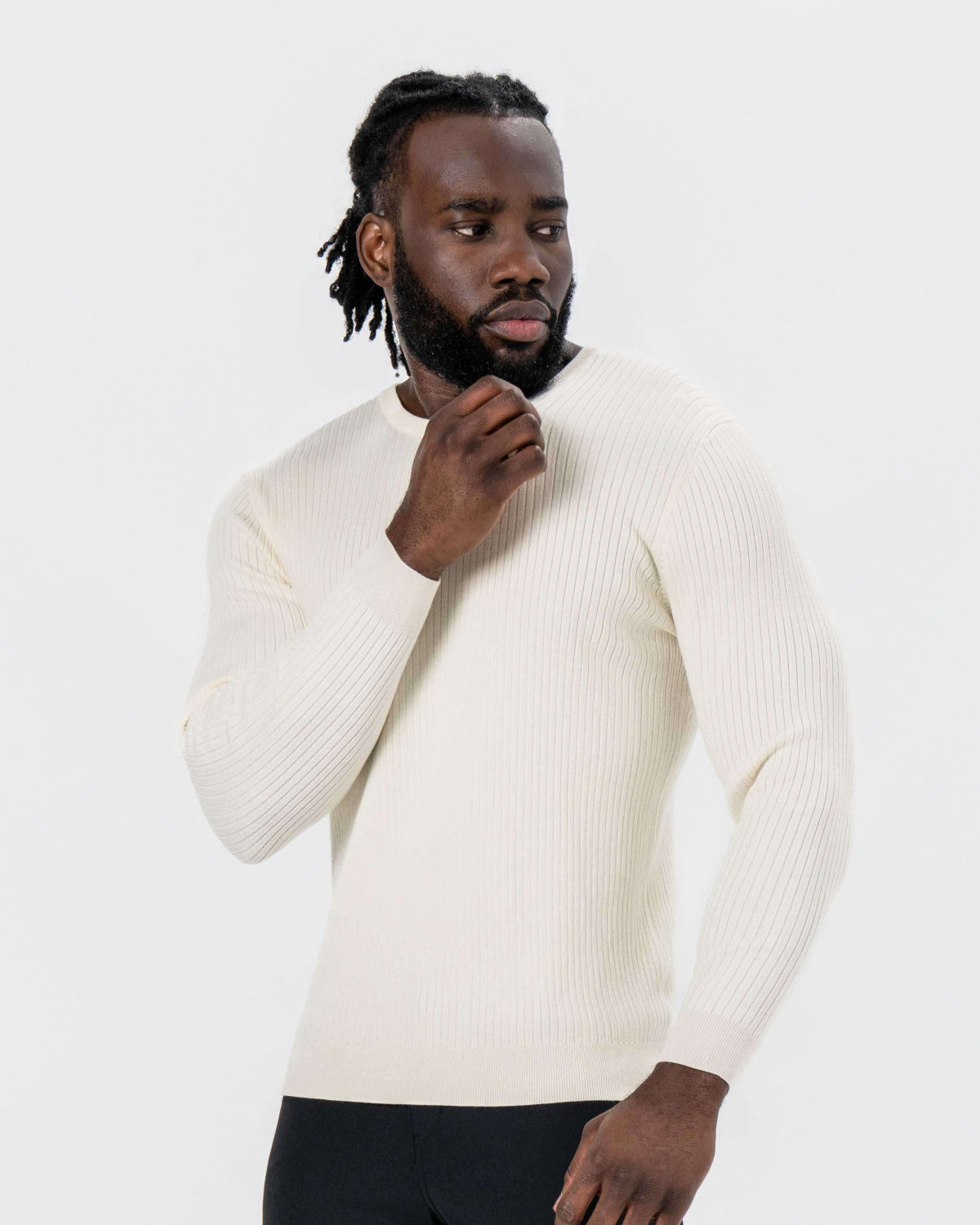 Mid-Weight Ribbed Knit Crewneck Sweater Mid-Weight Ribbed Knit Crewneck Sweater