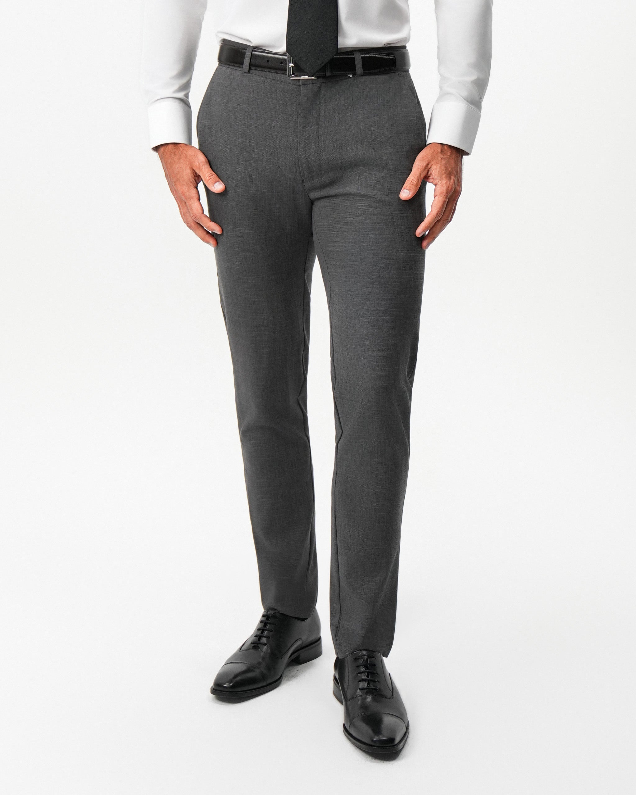 スーツ ourhour design pants black/gray Athletic Fit Stretch Suit Pants - Dark Grey Crosshatch