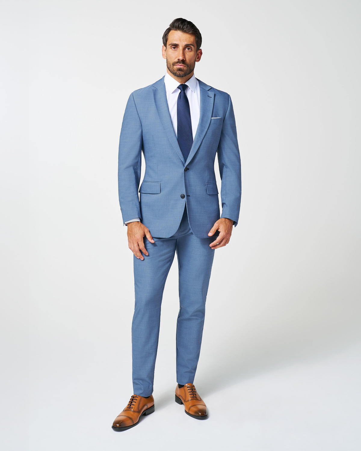 Athletic Fit Stretch Suit - Heathered Light Blue Athletic Fit Stretch Suit - Heathered Light Blue