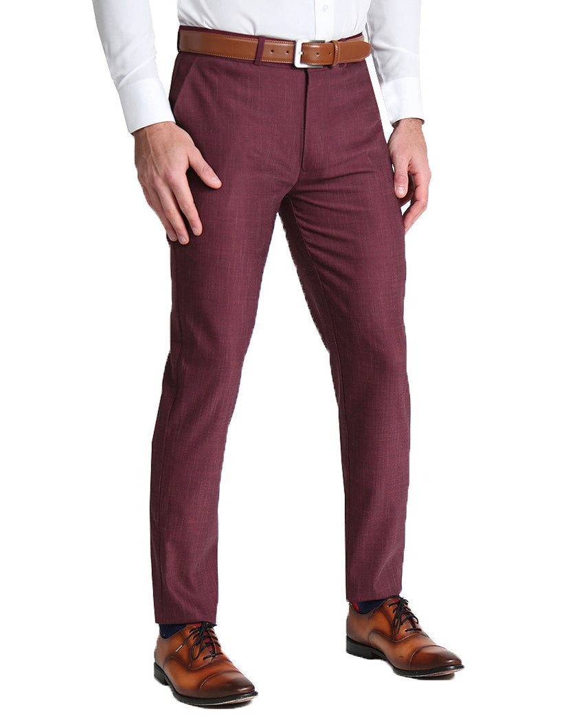 mens burgundy dress slacks Sean Alexander Performance Stretch Pants For Men fit fabric that keeps you looking sharp and feeling comfortable all day Men's Burgundy Suit Pants |