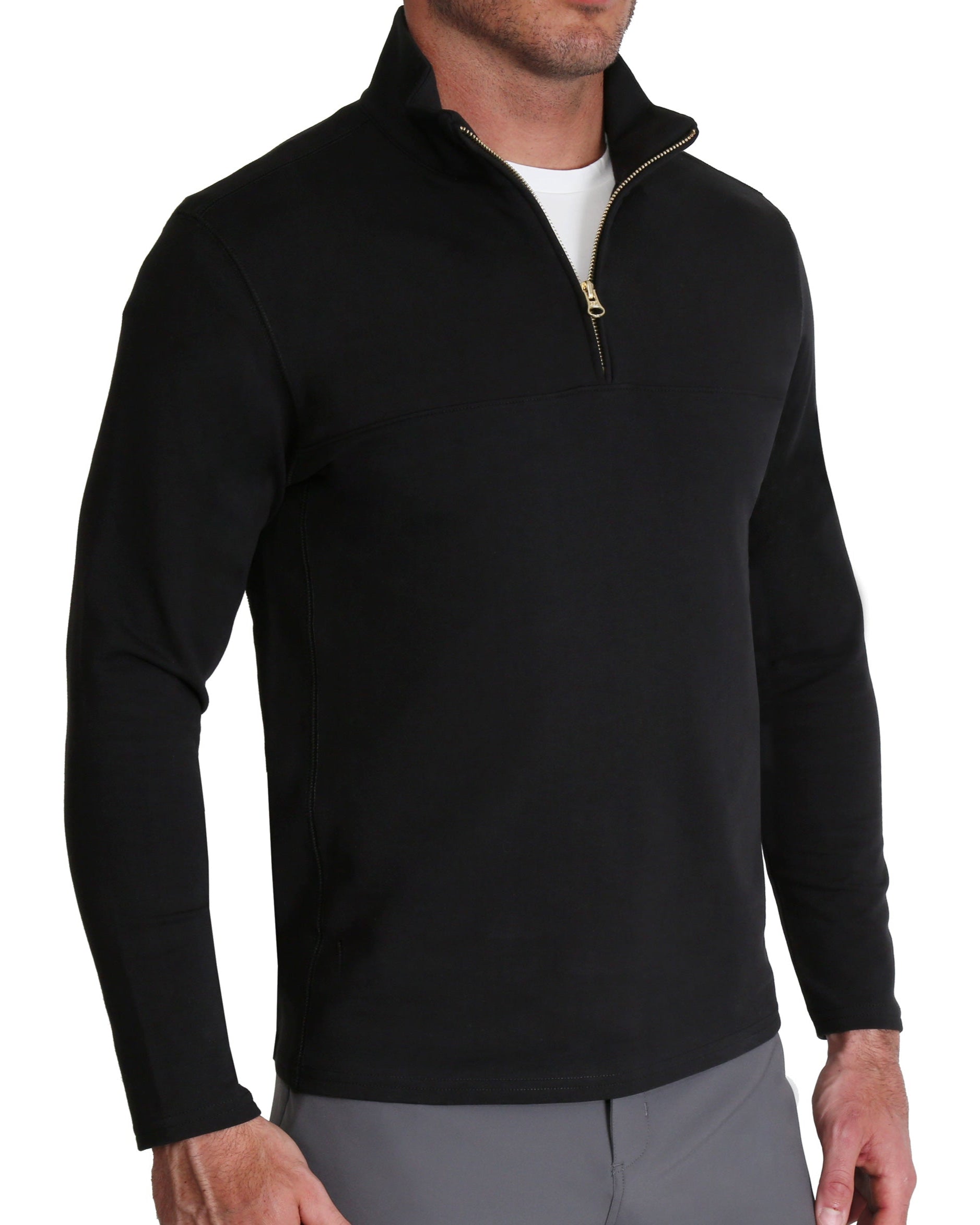 Quarter Zip Solid Black