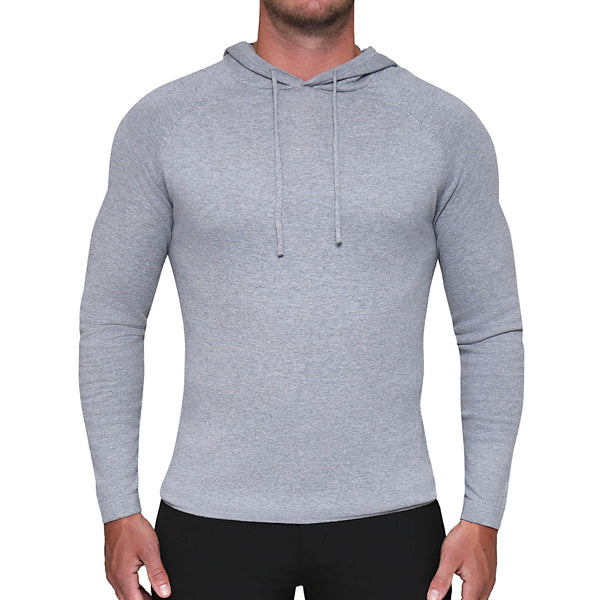 Knit Cotton-Silk Blend Hoodie - Heathered Grey