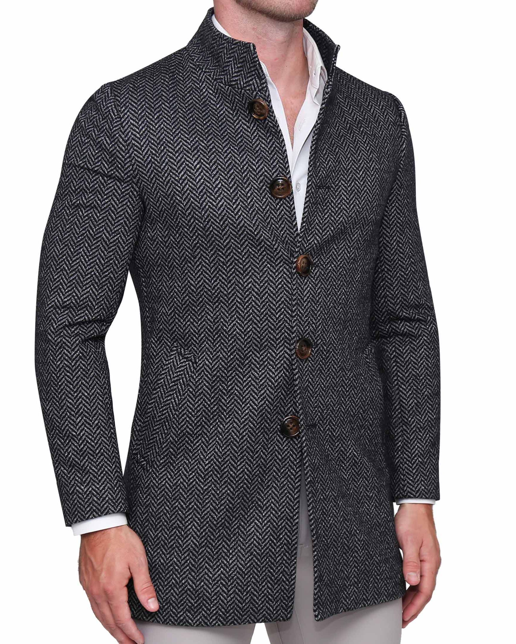 ジャケットその他 Eleventy Herringbone Coat With Front Button Fastening Eleventy Herringbone Coat With Front Button Fastening Coat