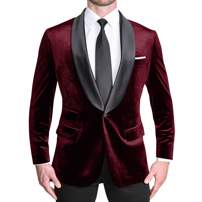 Athletic Fit Stretch Tuxedo - Maroon Velvet (Special Order: 5-Week Lead-Time)