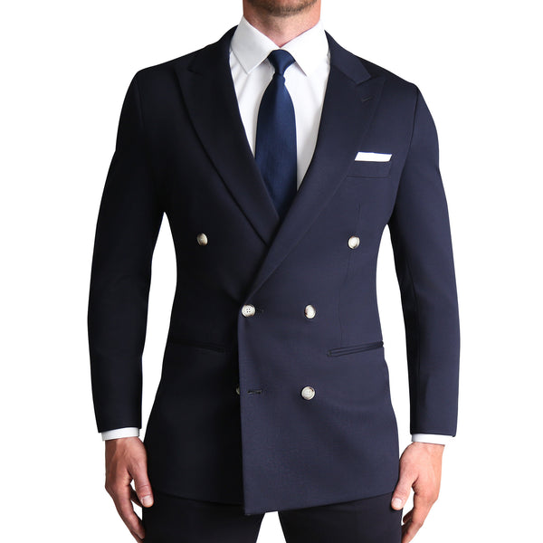 Athletic Fit Stretch Blazer - Navy Double Breasted