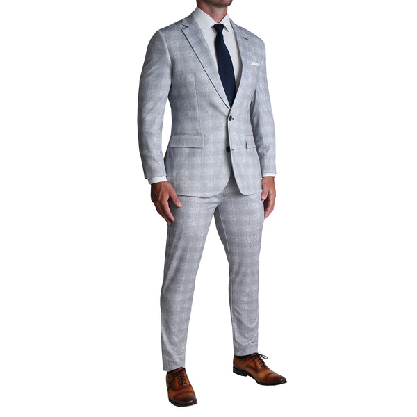 Slim Fit Men's Suit 2 Piece 2 Button in Light Gray