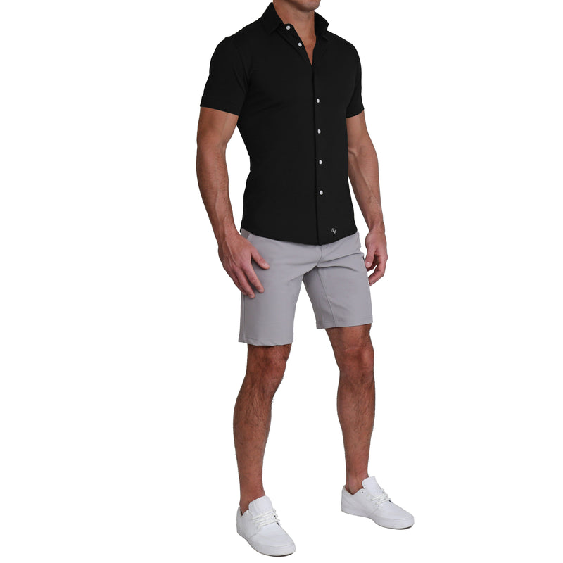"The Roth" Black Short Sleeve Button Down