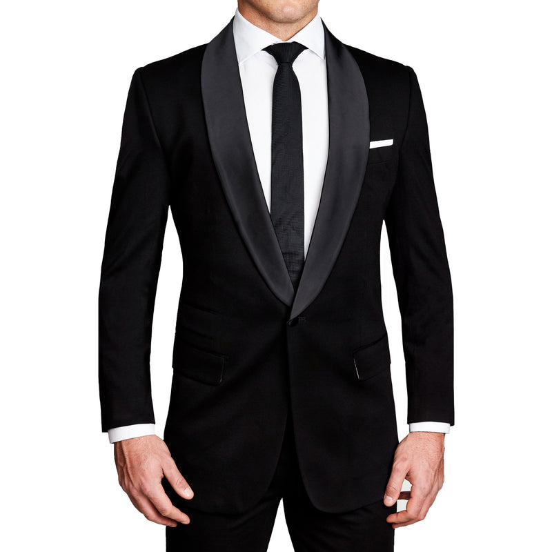 Athletic Fit Stretch Tuxedo - Black with Shawl Lapel