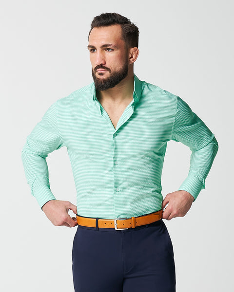 blue and green dress shirt Joseph Turner Blue/Green Gingham Check Shirt