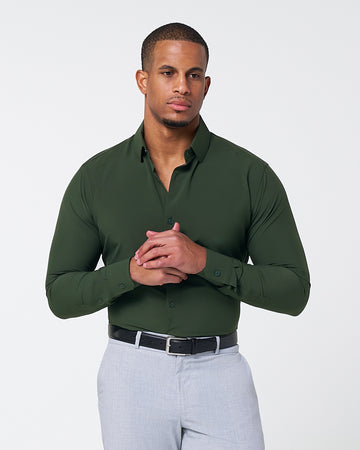 olive green dress shirt The Kelce Solid Dark S / Solid Dark Olive Green Light Paint Color:Storm good cream for burns Zara Brown Flare Mini this shirt provides effortless