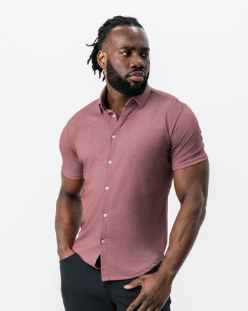 The Booker Maroon Pique Short Sleeve Button Down M / Maroon The Booker Maroon Pique Short Sleeve Button Down M / Maroon