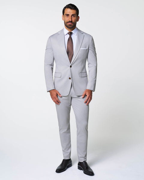 light blue dress shirt with grey suit Slim Fit 2 Button Men Solid Medium Grey Suit Notch Lapel Flat Front AZAR 10036