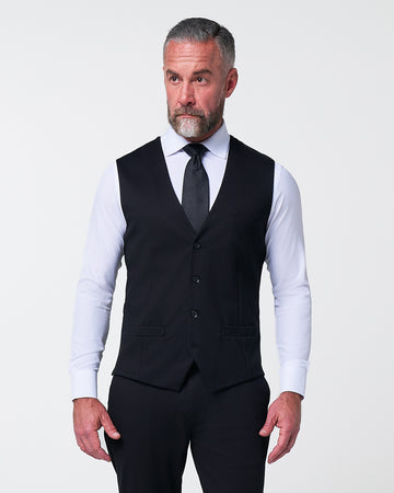 Athletic Fit Stretch Suit Vest - Black 40 / Solid Black Athletic Fit Stretch Suit Vest - Black 40 / Solid Black