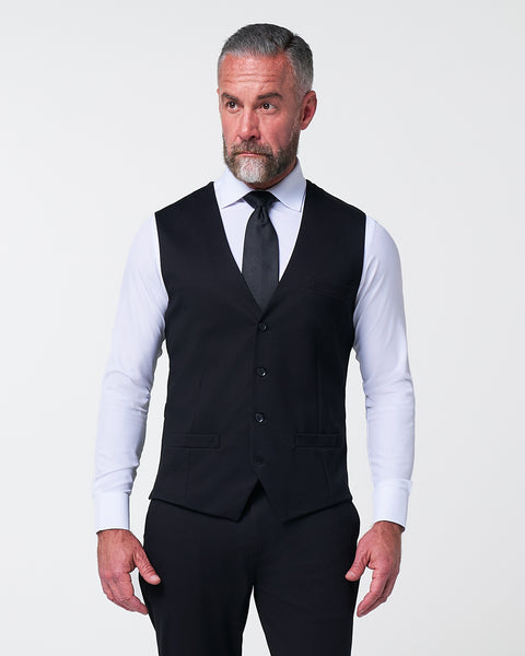Athletic Fit Stretch Suit Vest - Black 40 / Solid Black Athletic Fit Stretch Suit Vest - Black 40 / Solid Black