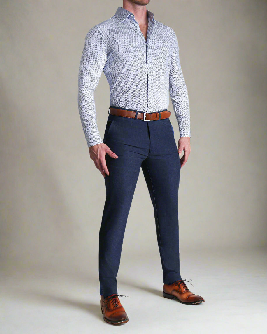 "The Charles" Navy Diamond Dress Shirt State and Liberty Clothing Company