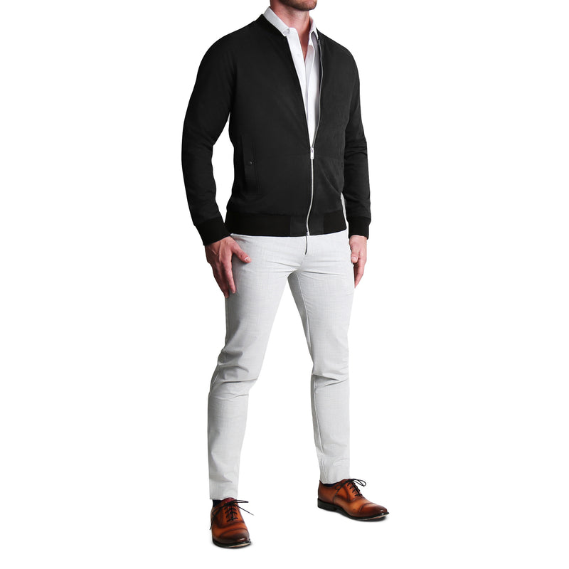 Suede Stretch Bomber - Black