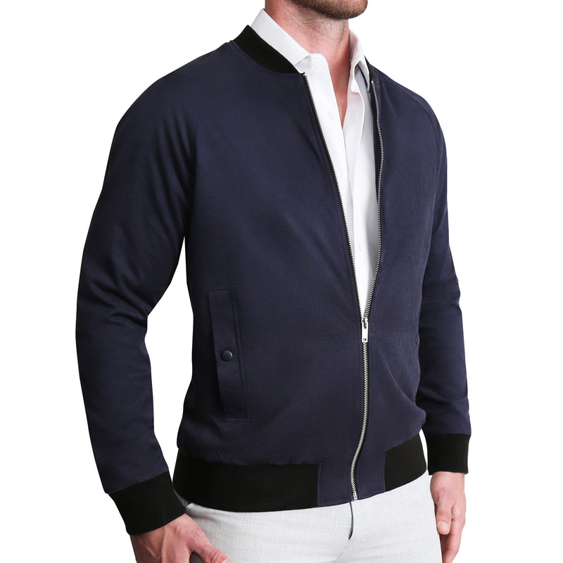Suede Stretch Bomber - Navy
