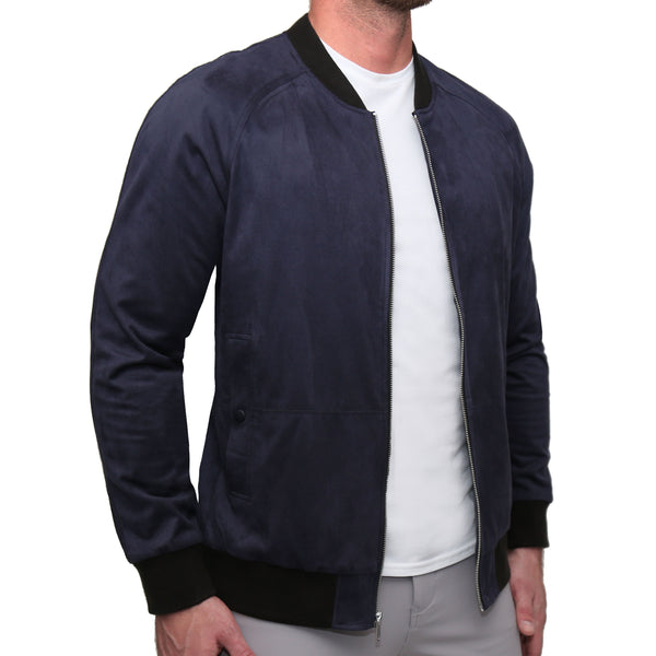 Suede Stretch Bomber - Navy