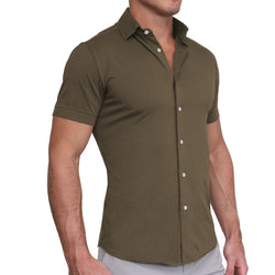 "The Lincoln" Olive Short Sleeve Button Down