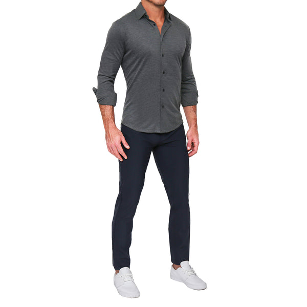 "The Mackinac" Heathered Charcoal Casual Button Down