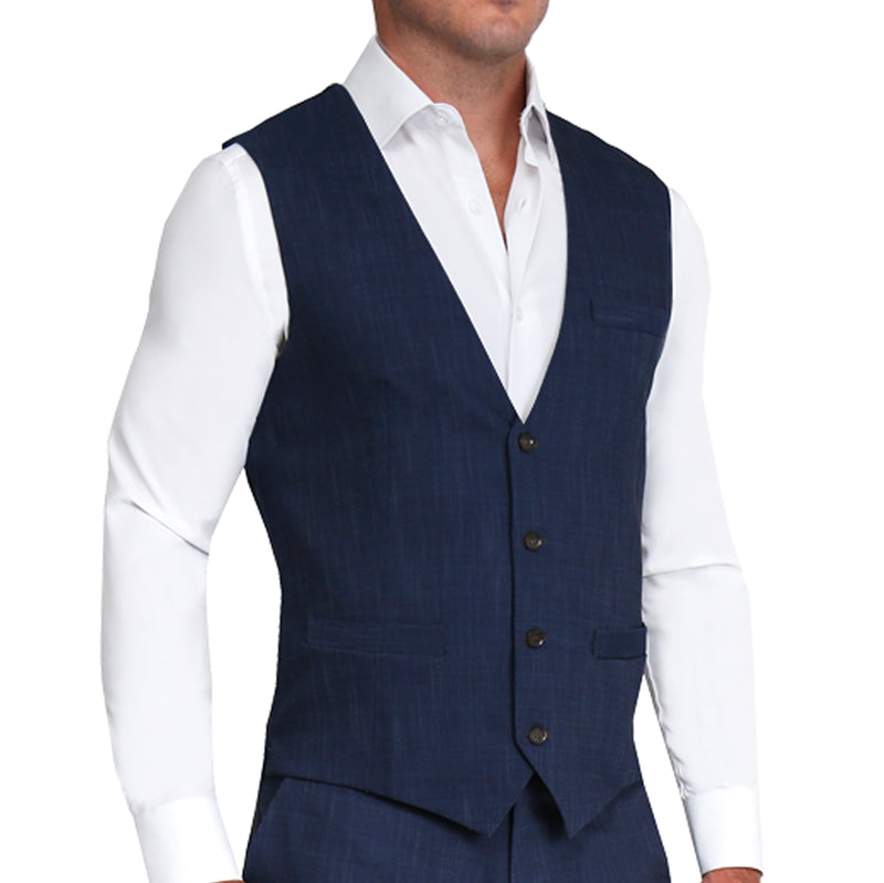 Athletic Fit Stretch Suit Vest - Heathered Navy