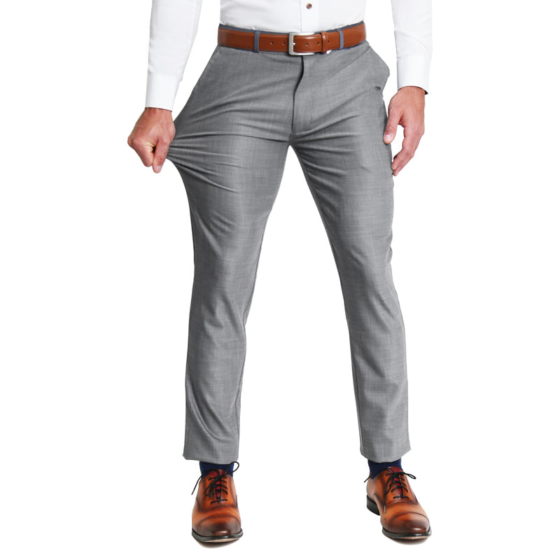 pude famlende er der Athletic Fit Stretch Suit Pants - Heathered Grey - State and Liberty  Clothing Company