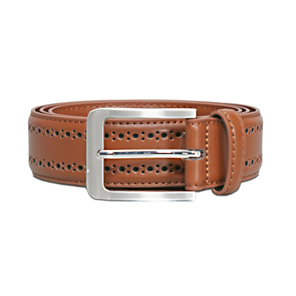 Perforated Leather Belt - Light Brown