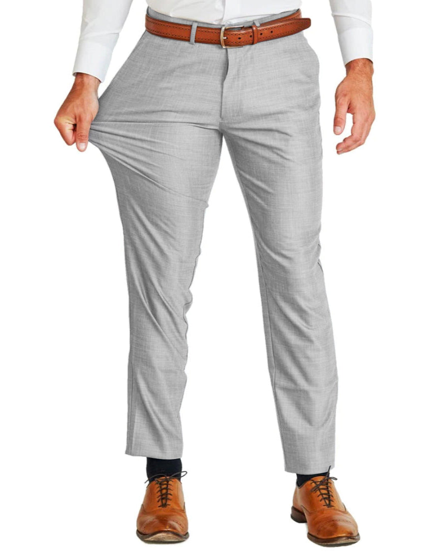 Athletic Fit Stretch Suit - Lightweight Heathered Light Grey - State ...