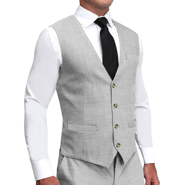 Athletic Fit Stretch Suit Vest - Heathered Light Grey
