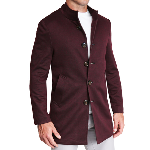 Maroon Herringbone Overcoat - State and Liberty Clothing Company