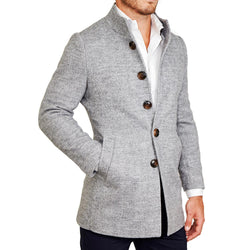 Grey Open Button Overcoat