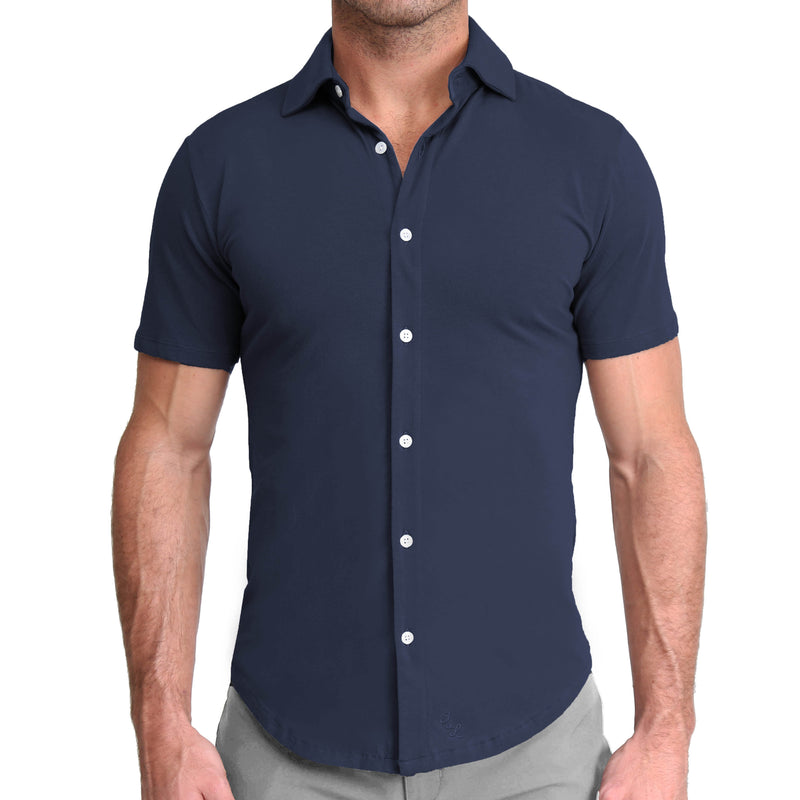 "The Hawkins" Navy Short Sleeve Button Down