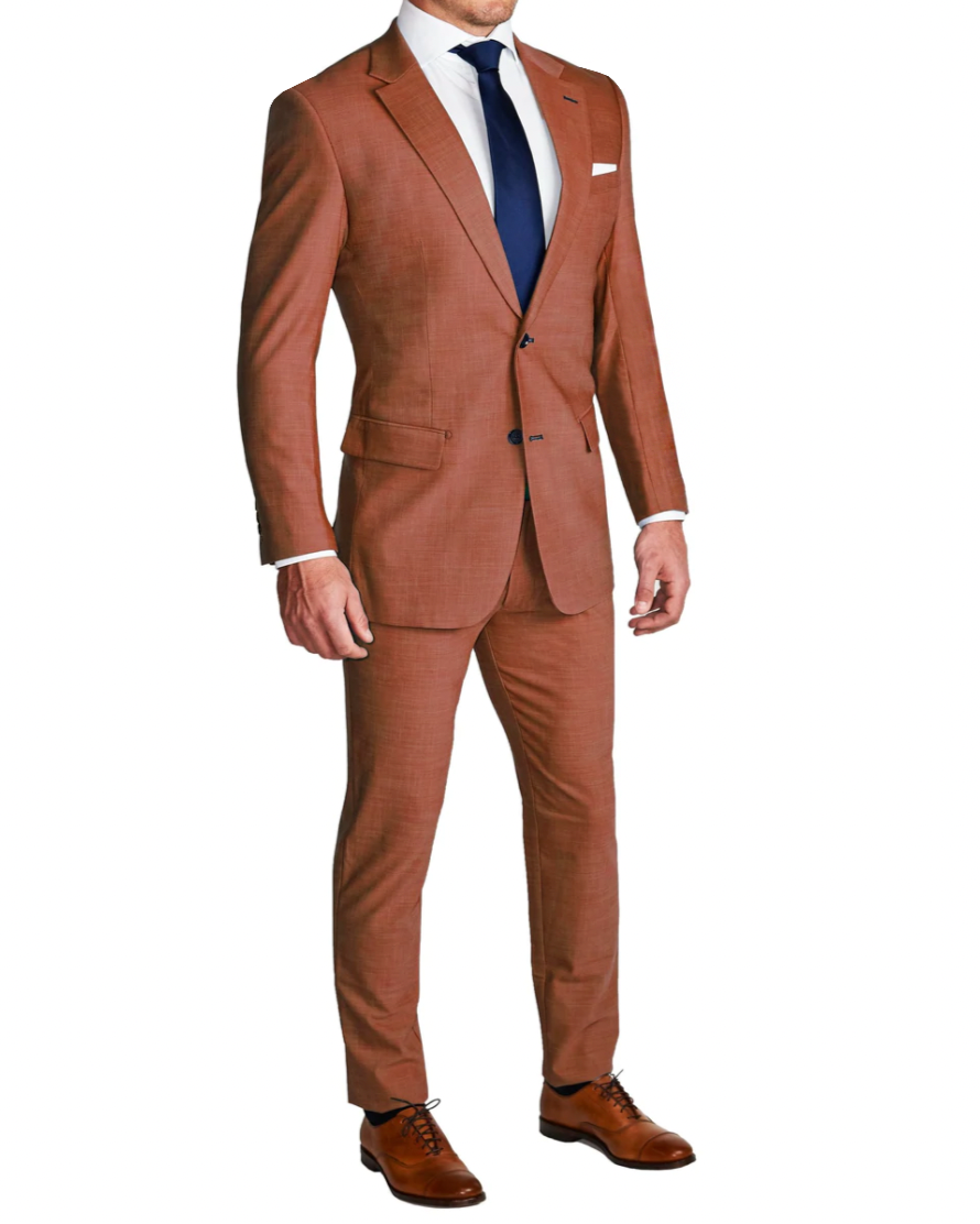 Athletic Fit Stretch Suit - Heathered Burnt Orange - State and Liberty